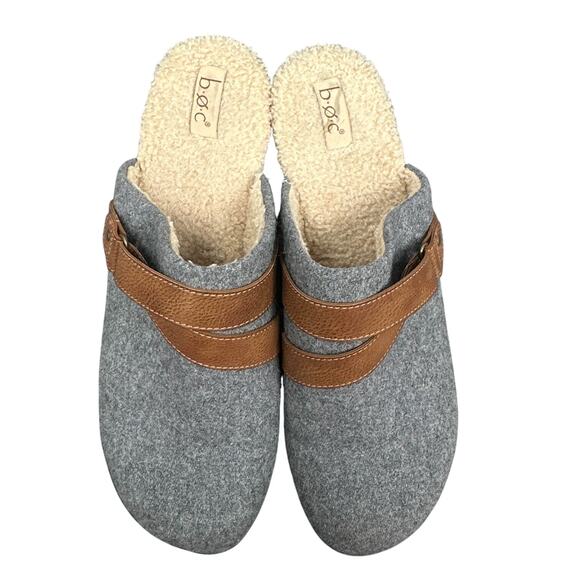 Born BOC Mae Wool Comfort Clog 11 Gray Fleece Lined Y2K Heel Academia Boho Cozy - Picture 4 of 14